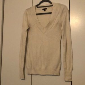 White V-neck sweater
